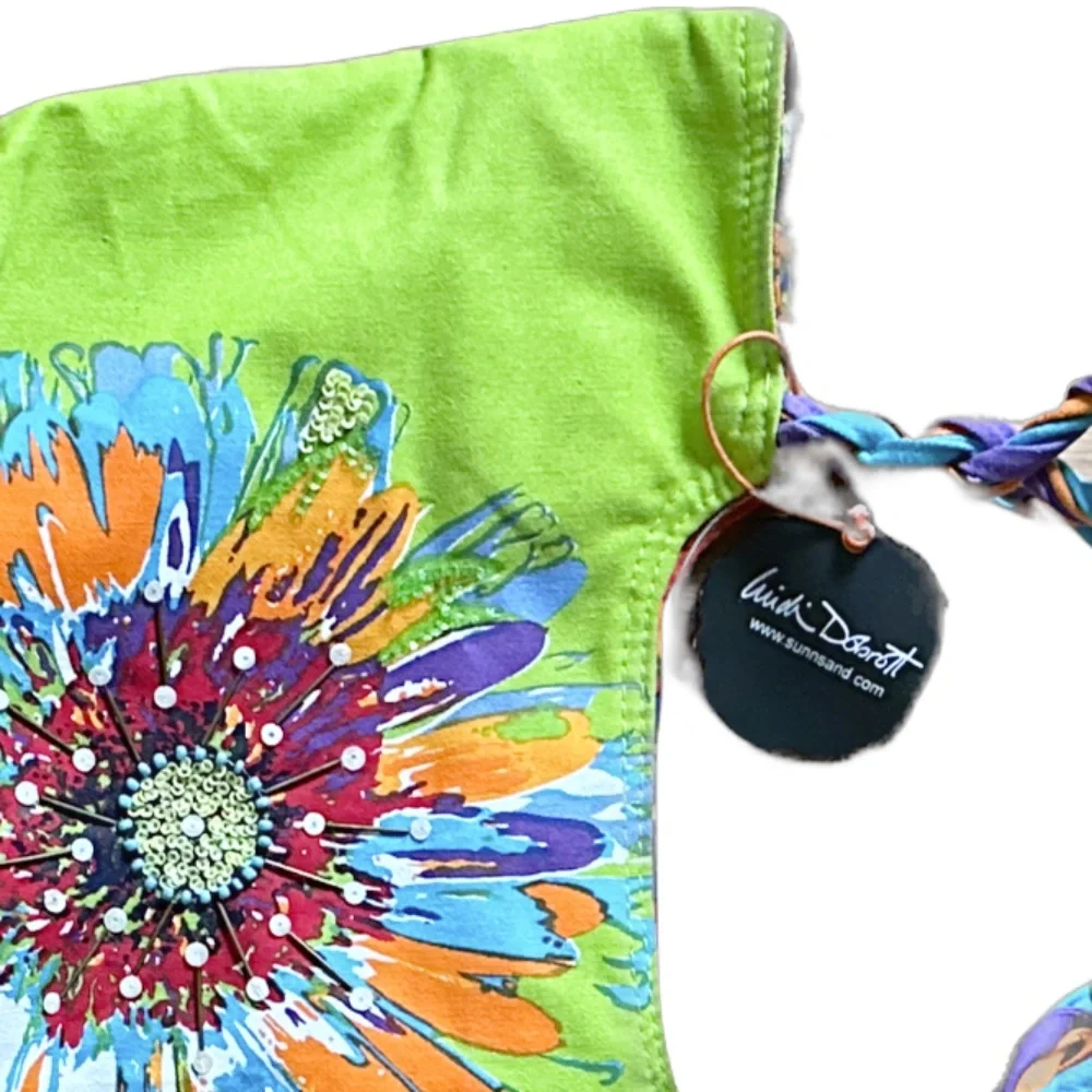 Artsy Floral Designer Colorful Resort Tote Fun-Loving Beach Trip Cruise-Like New - Picture 2 of 12